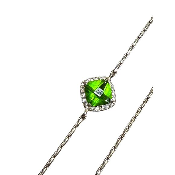 Monet Vintage Signed Women 15.5" Long Silver Tone Chain Necklace Station Gems - Picture 6 of 8